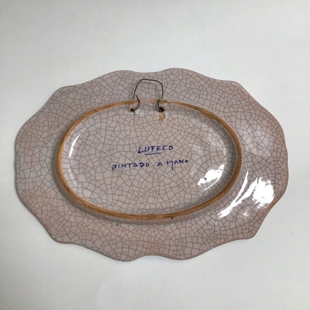 Lufeco Spain Crackle Plate 10.25” Pintado A Mano Hand Painted Floral Art Pottery - Picture 2 of 13